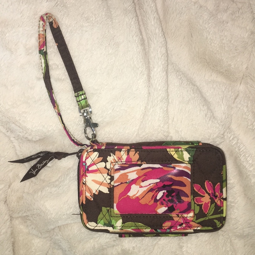 Very Bradley Pink and Brown Paisley Wristlet